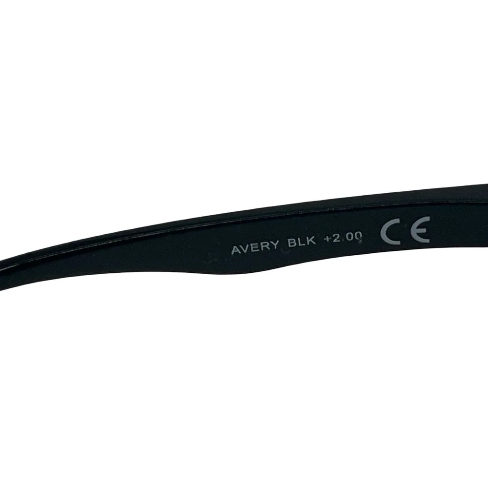 MeyeWear Avery BLK +2.00 Rectangular Sunglasses Readers Black/Gray 58-16-138